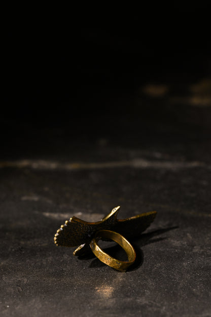 Bird Landing Ring | Gold Patina | Alkemie Jewelry