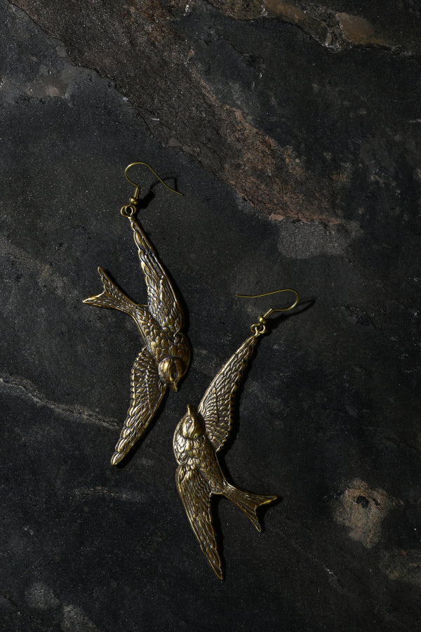 Mother Swallow Earrings | Gold Patina | Alkemie Jewelry