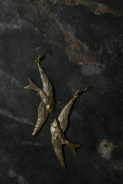 Mother Swallow Earrings | Gold Patina | Alkemie Jewelry