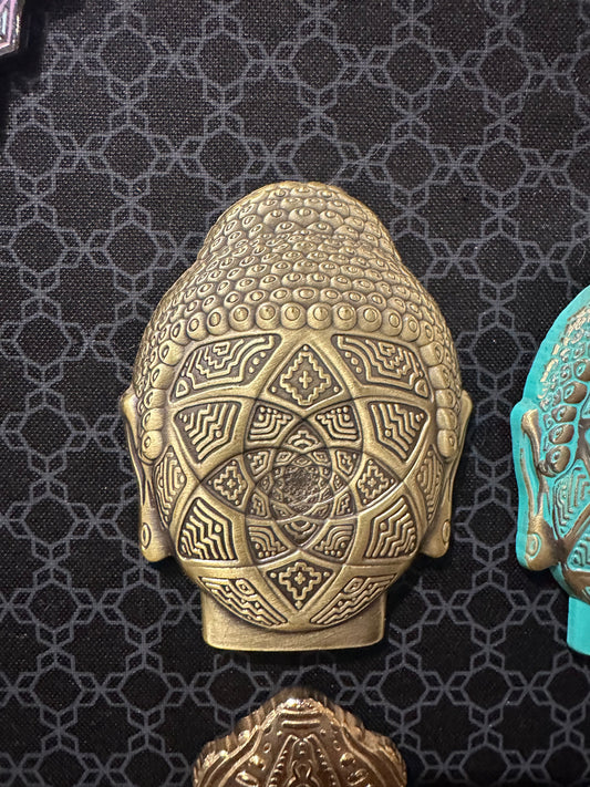 Contemplation Buddha Face Pins by Ben Ridgway