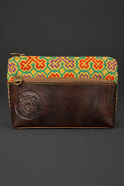 Leather Shipibo Medicine Bag | Sacred Carry, Protection & Ancestral Pattern