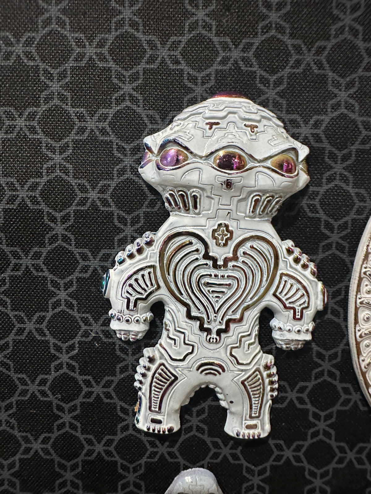 Alien Dogu Pin by Ben Ridgway LE 50 Anodized w/ White Patina