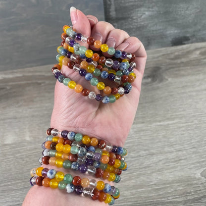 Gemstone Beaded Stretch Bracelet | 6mm Crystal Beads