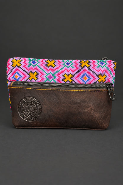 Leather Shipibo Medicine Bag | Sacred Carry, Protection & Ancestral Pattern