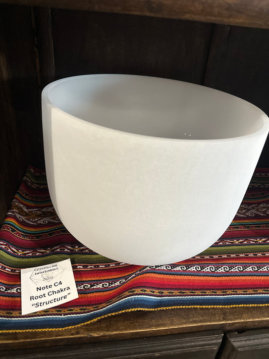 Frosted Quartz Crystal Singing Bowl (12") | C4 | A=432 Hz | Root Chakra