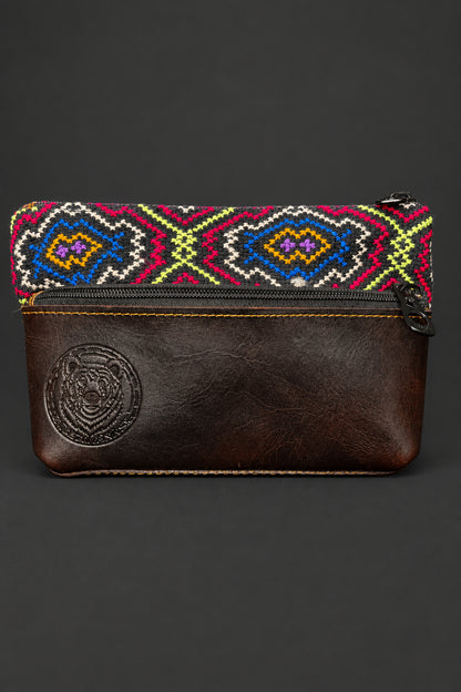 Leather Shipibo Medicine Bag | Sacred Carry, Protection & Ancestral Pattern