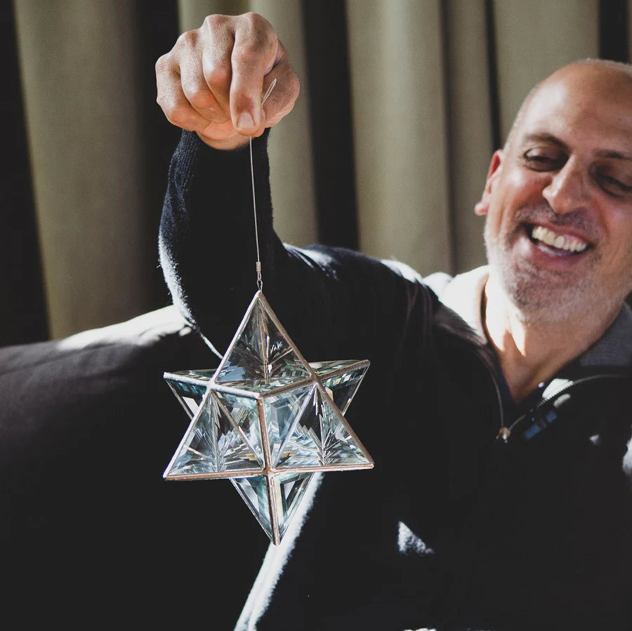 Merkaba Glass Sculpture | Star Tetrahedron of Light (8")
