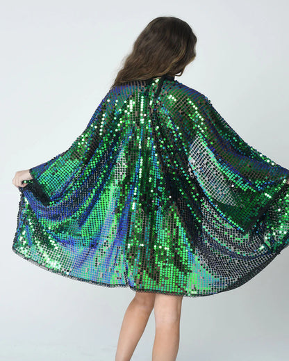 Emerald Sequin Kimono | Sequin Layering Textile
