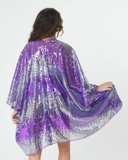 Purple Babe Sequin Kimono | Sequin Layering Textile