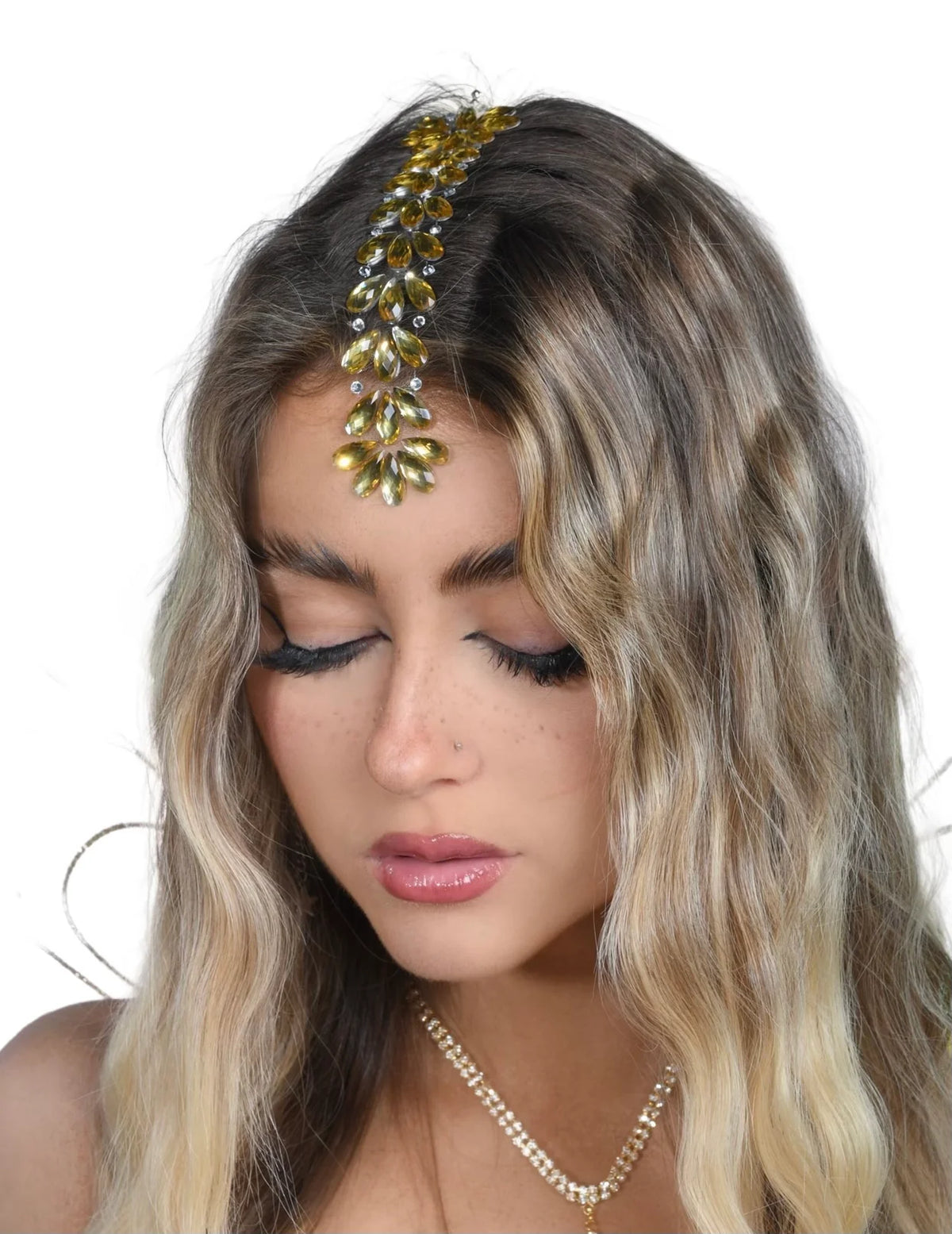 Gold Iridescent Hair Gem | Festival Crystal Embellishment