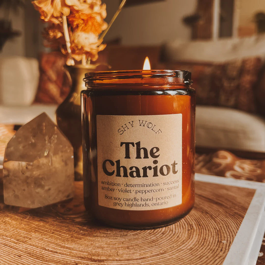 The Chariot Tarot Inspired Soy Candle | Amber, Violet & Peppercorn