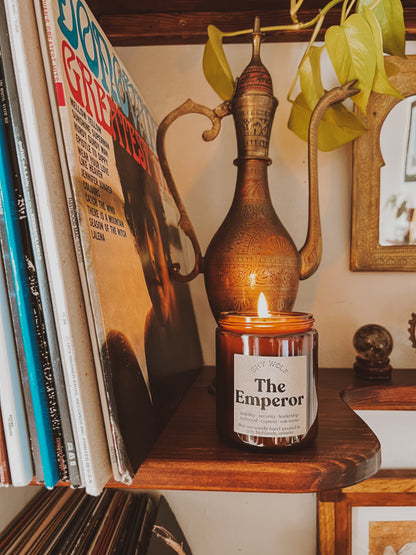 The Emperor Tarot Inspired Soy Candle | Redwood, Cypress & Oak Moss
