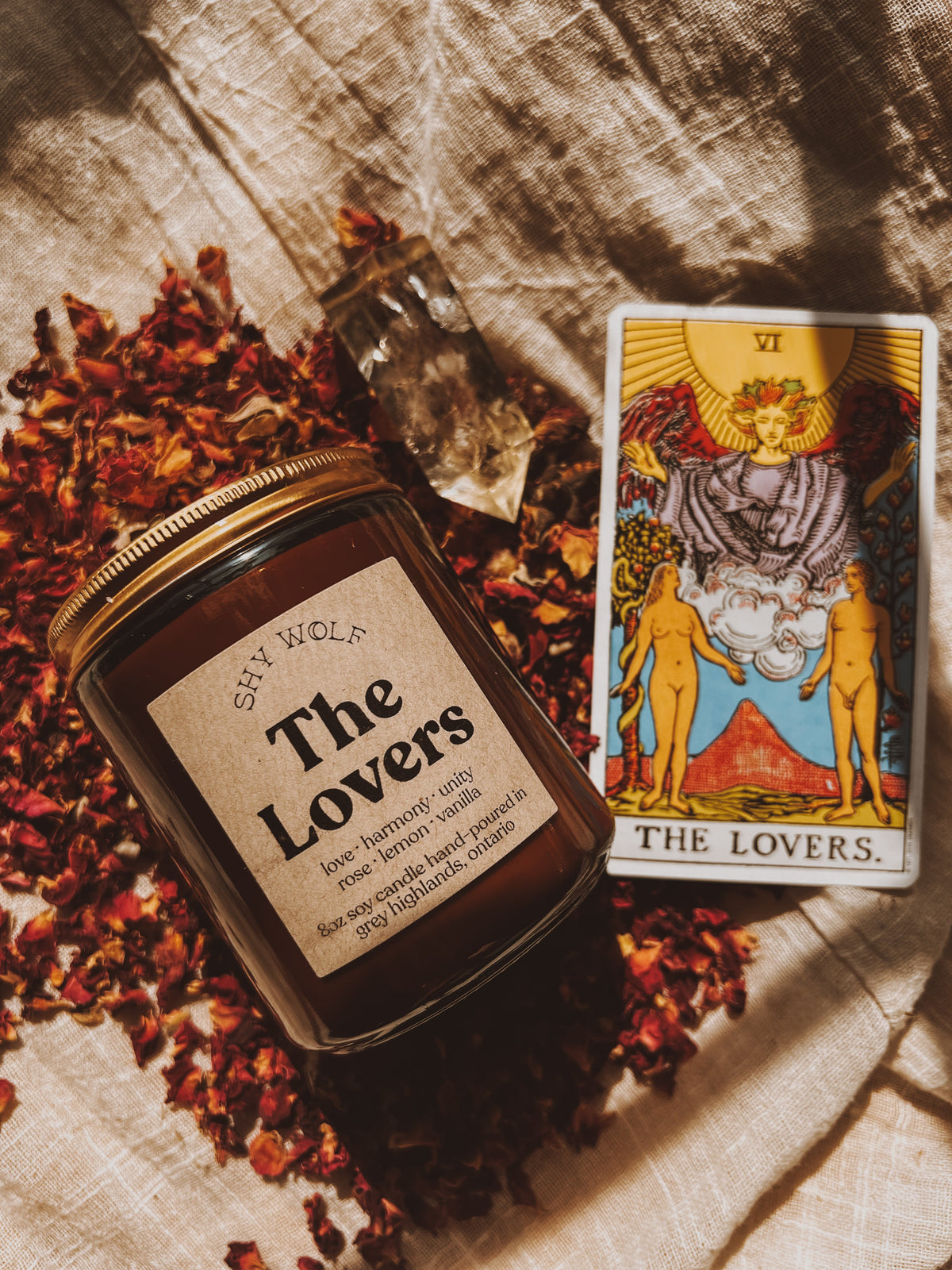 The Lovers Tarot Inspired Soy Candle | Rose, Lemon & Vanilla