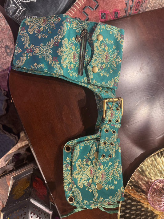 Turquoise Brocade Festival Belt | Maddie Moon