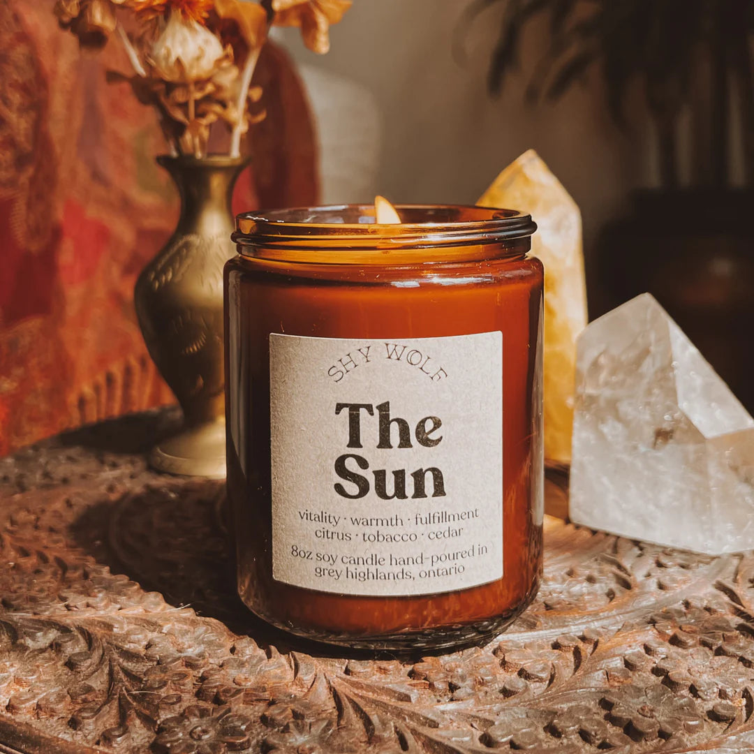 The Sun Tarot Inspired Soy Candle | Citrus, Tobacco & Cedar