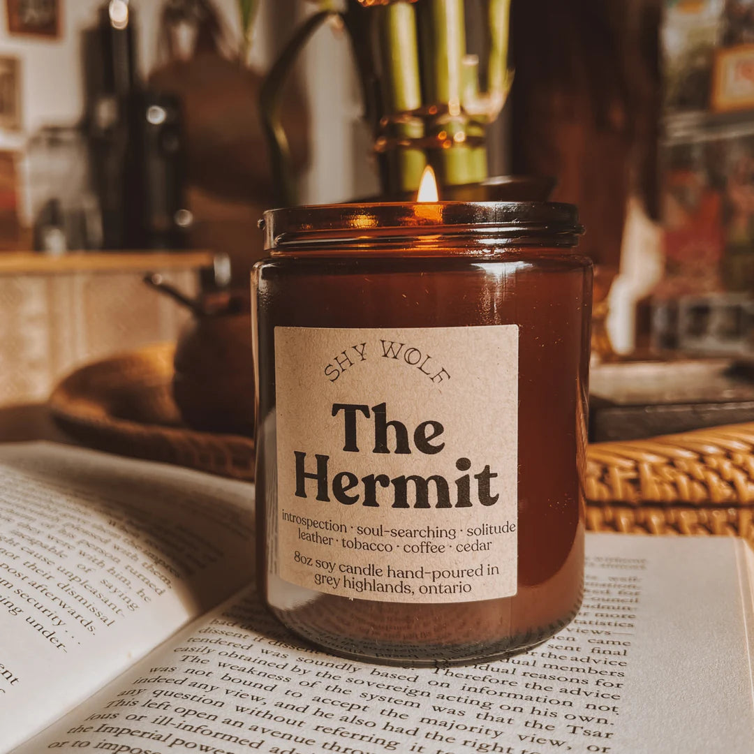The Hermit Tarot Inspired Soy Candle | Leather, Tobacco, Coffee & Cedar