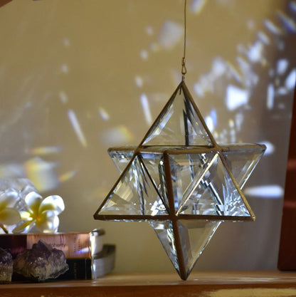 Merkaba Glass Sculpture | Star Tetrahedron of Light (8")