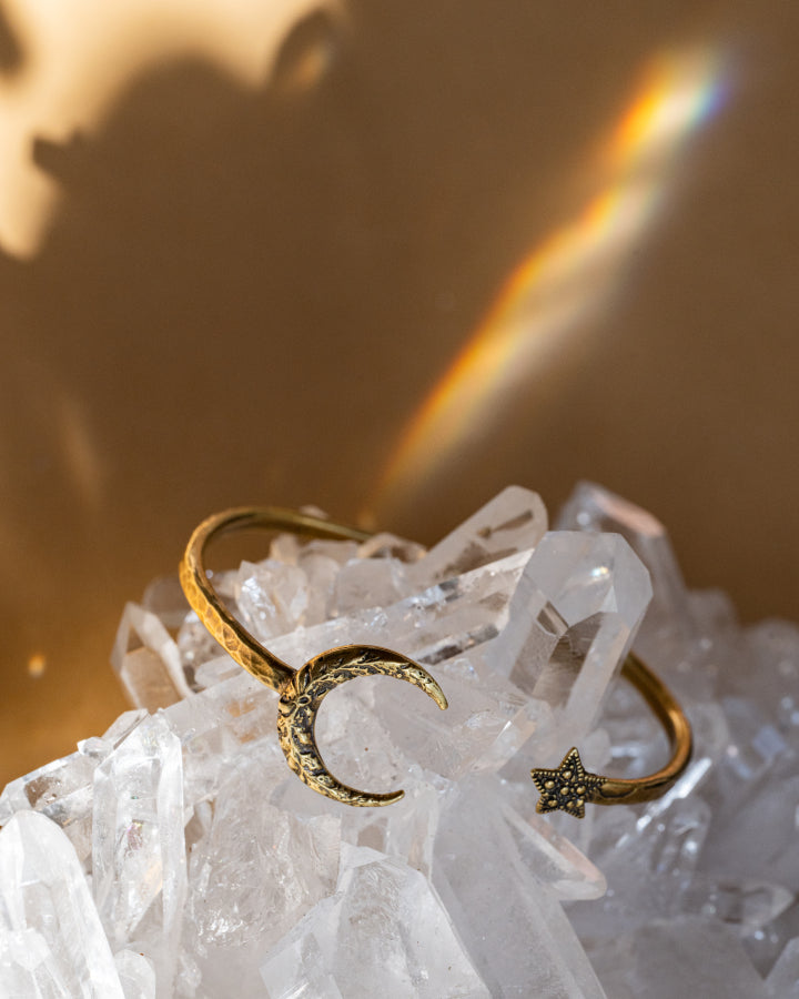 Moon & Star Bangle | Gold Patina | Alkemie Jewelry