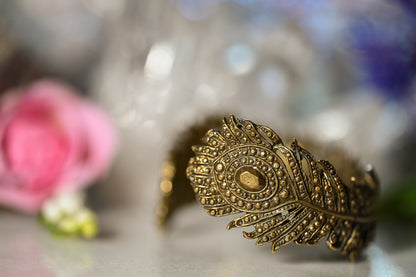 Peacock Feather Cuff | Gold Patina | Alkemie Jewelry
