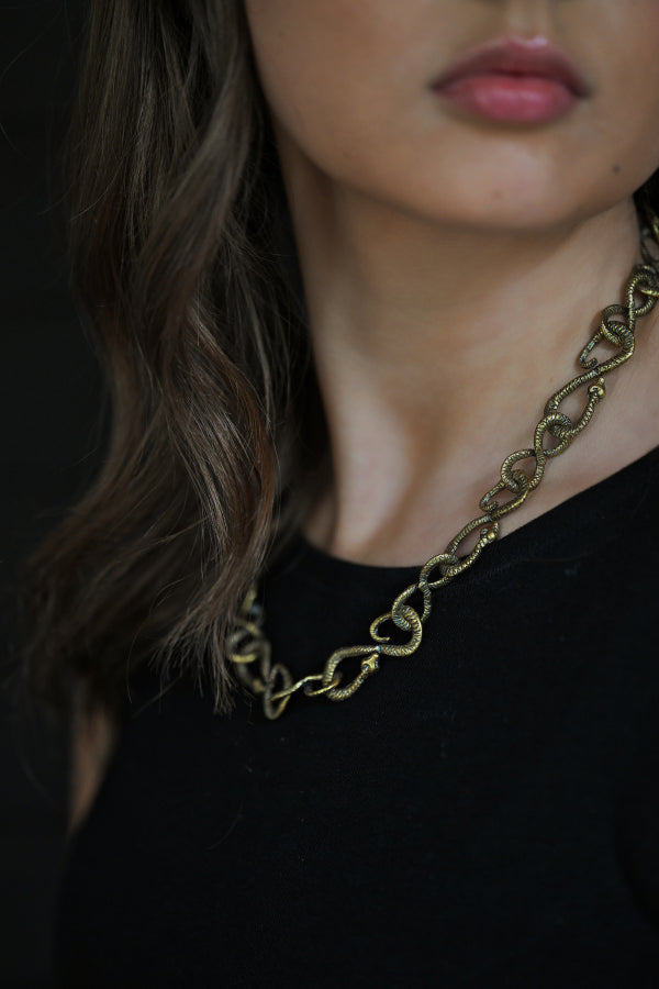 Snake Chain Necklace | Gold Patina | Alkemie Jewelry
