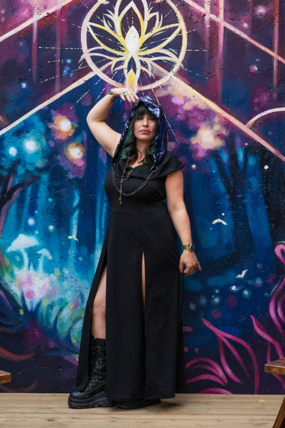 Goddess Dress | Hooded Open Back Maxi Dress