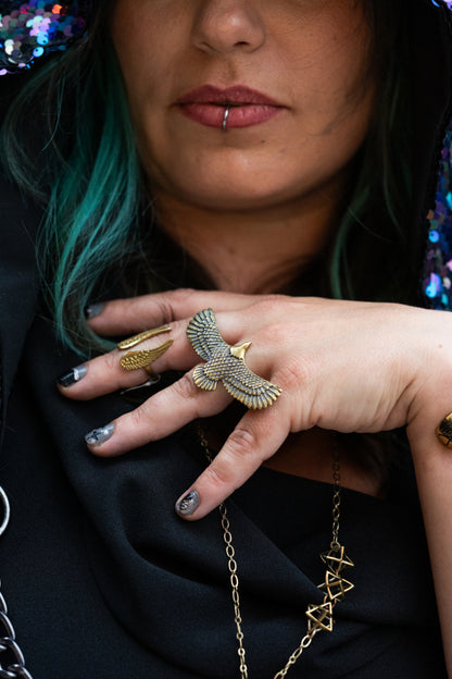 Bird Landing Ring | Gold Patina | Alkemie Jewelry