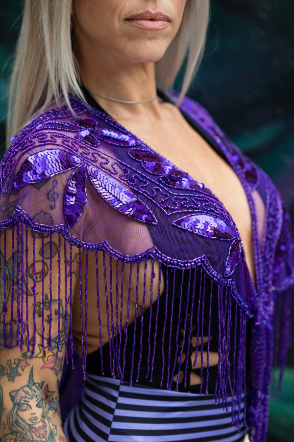 Royal Sparkle Capelet | Beaded Sequin Textile | Warrior Within Designs