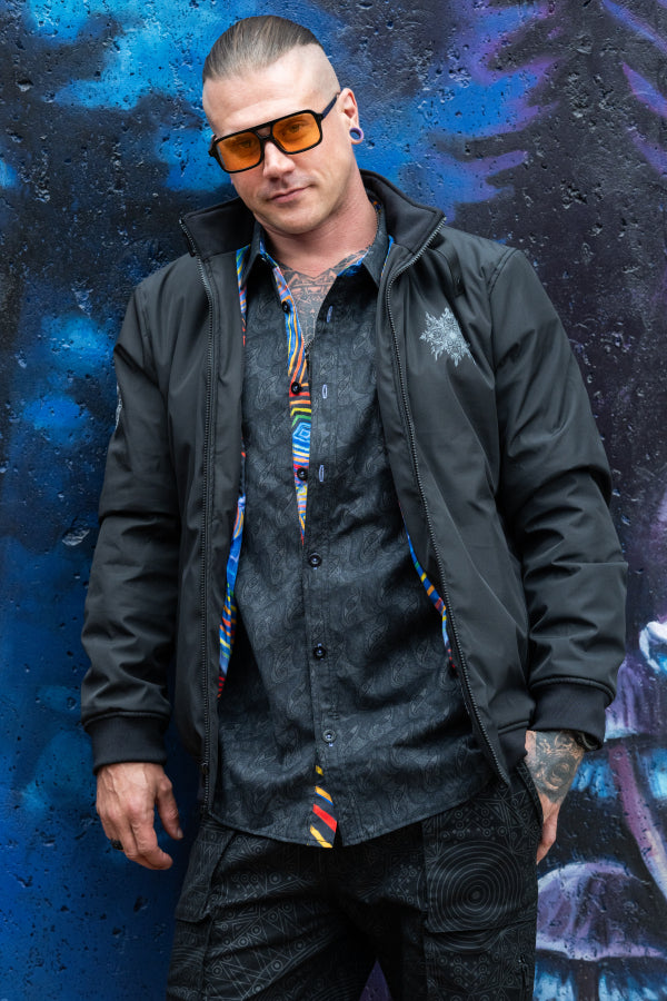 Vajra Being Funnel Neck Bomber Coat | Alex Grey | Threyda