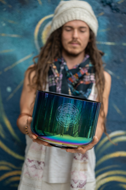 Cosmic Aura Crystal Singing Bowl (11") | F3 | A=432 Hz | Heart Chakra