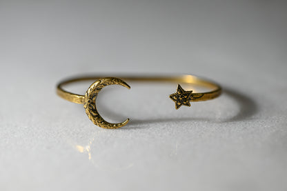 Moon & Star Bangle | Gold Patina | Alkemie Jewelry