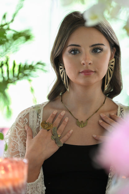 Deco Wing Earrings | Gold Patina | Alkemie Jewelry
