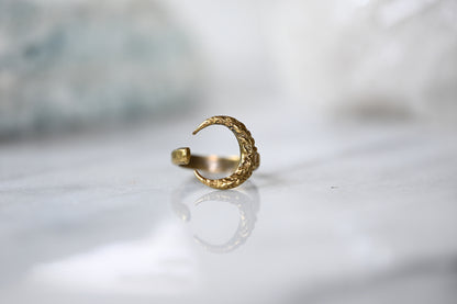 Small Crescent Moon Ring | Aged Gold Patina | Alkemie Jewelry