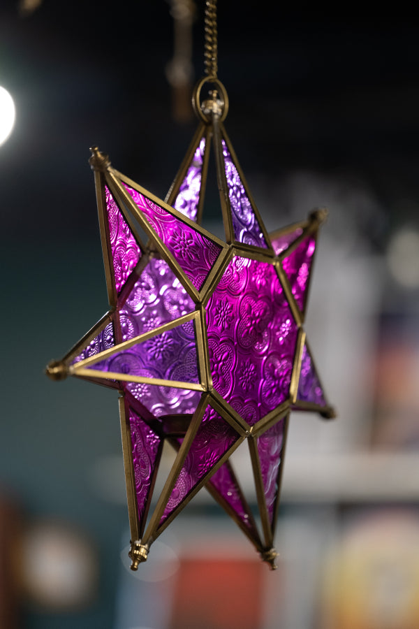 Moroccan Star Glass Hanging Lantern | Handmade Star Lantern