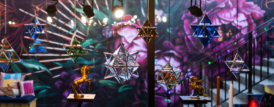 Merkaba Glass Sculpture | Star Tetrahedron of Light (8")