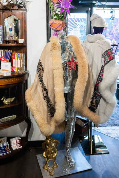 Tan Alpaca Fur Cape | Handcrafted Alpaca Cape