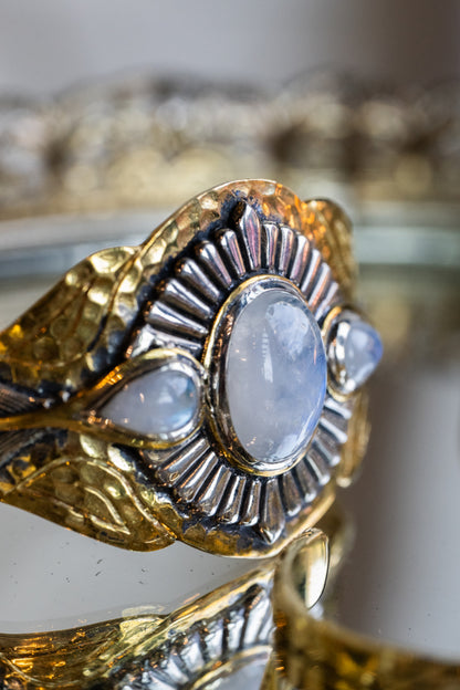Rebirth Cuff | Moonstone, Sterling Silver & Brass | Bahgsu Jewels