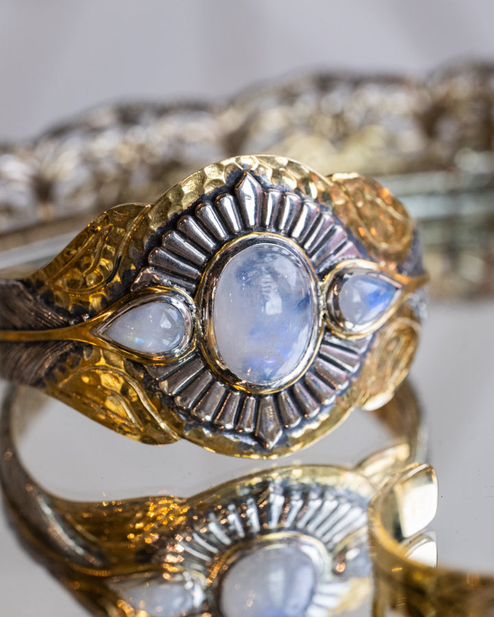 Rebirth Cuff | Moonstone, Sterling Silver & Brass | Bahgsu Jewels