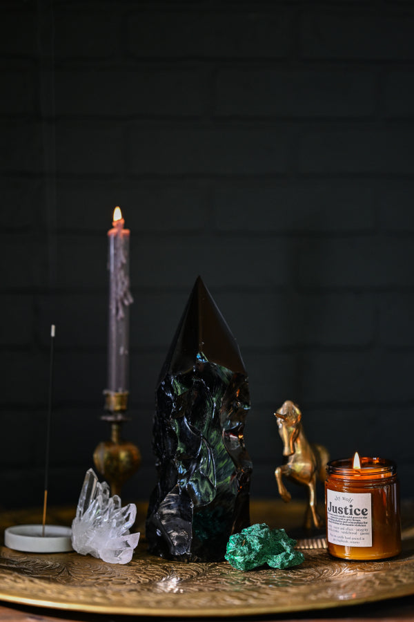 Black Obsidian Semi-Polished Tower | Protection Crystal from Mexico