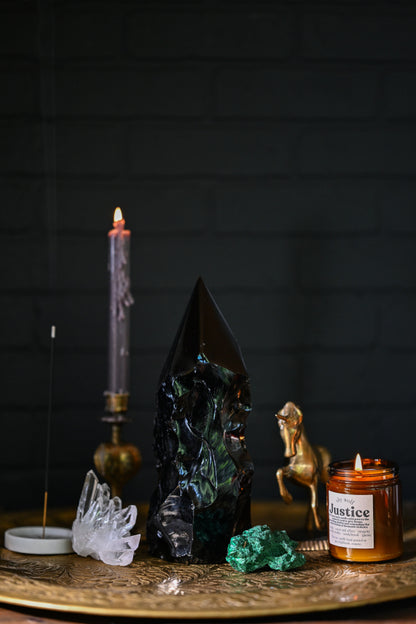 Black Obsidian Semi-Polished Tower | Protection Crystal from Mexico