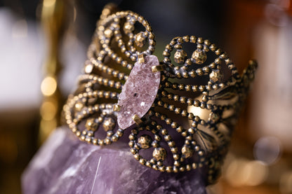 French Buckle Druzy Cuff | Gold Patina | Alkemie Jewelry