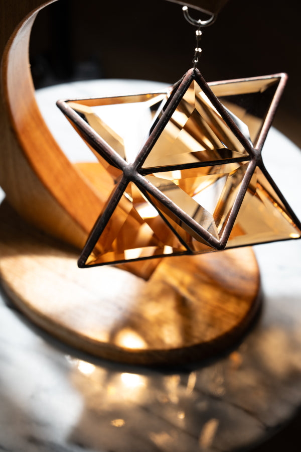 Merkaba Glass Sculpture | Star Tetrahedron of Light (8")