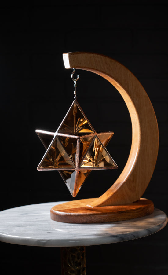 Wooden Sculpture Stand | Geometric Glass Sculptures