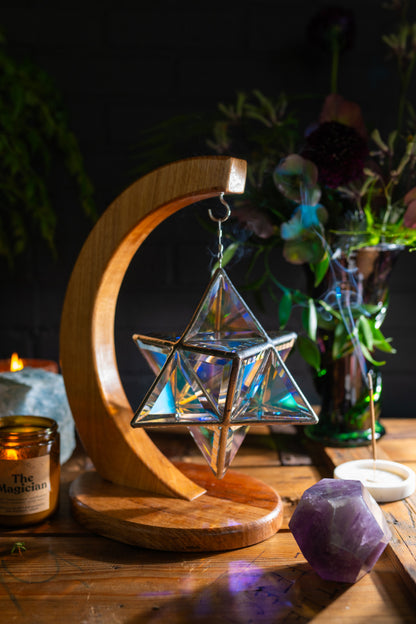 Merkaba Glass Sculpture | Star Tetrahedron of Light (8")