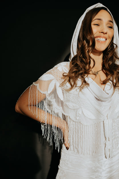 Snow White Sparkle Capelet | Beaded Textile | Warrior Within Designs