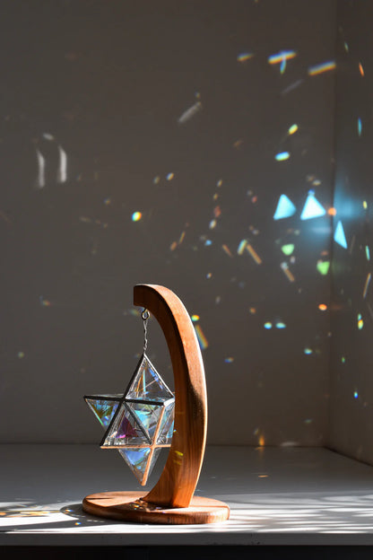 Wooden Sculpture Stand | Geometric Glass Sculptures