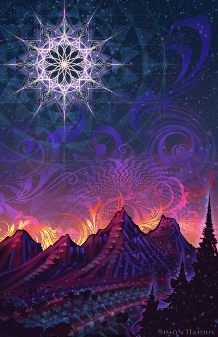 Mycelia Luna Tapestry | Simon Haiduk Visionary Art