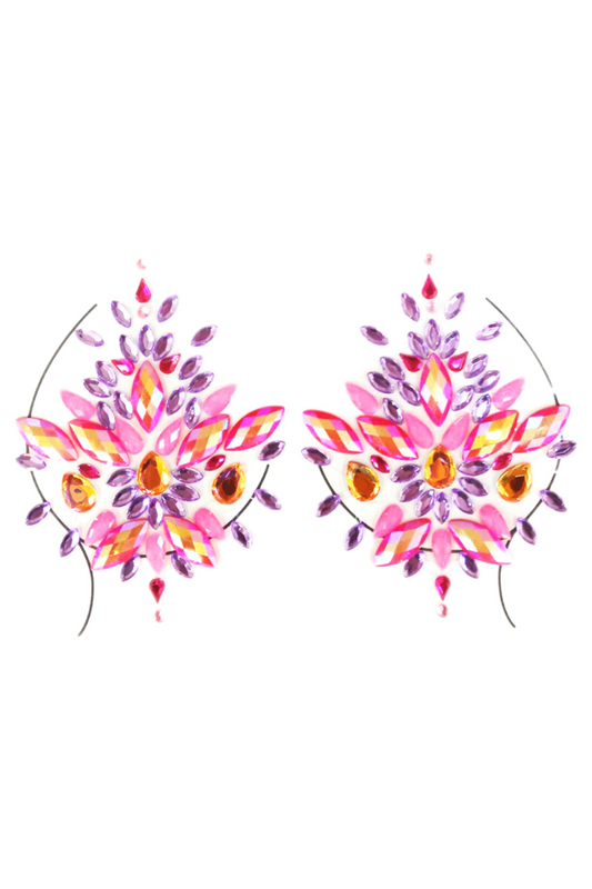 Pink Rhinestone Crystal Pasties | Festival Body Embellishment