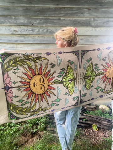 Sun & Luna Moth Pashmina | Celestial Moth Wrap