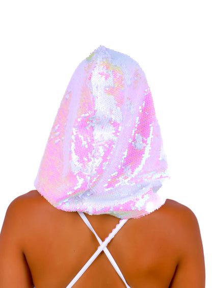 Iridescent Sequin Hood | Statement Sequin Hood