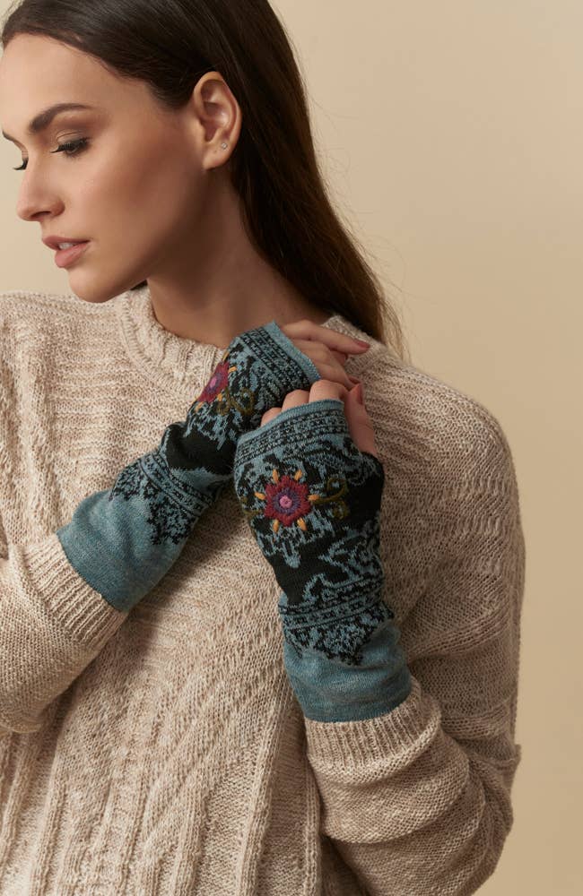 Isabela Alpaca Wrist Warmers | Hand Embroidered | Fall